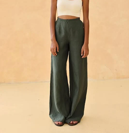 pants Women's High-Waisted Linen Agnes Floor-Length Pants Etsy - MyAnAtelierVN $109