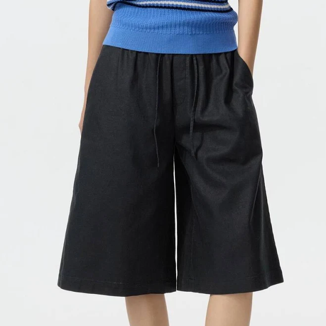 pants Women's Linen Blend Culottes | Black | Medium | UNIQLO US uniqlo.com/us $39.9
