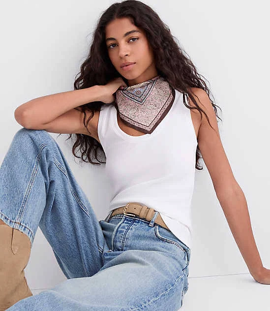 top Women's Loft Perfect Ribbed Scoop Neck Tank Top LOFT $12.13