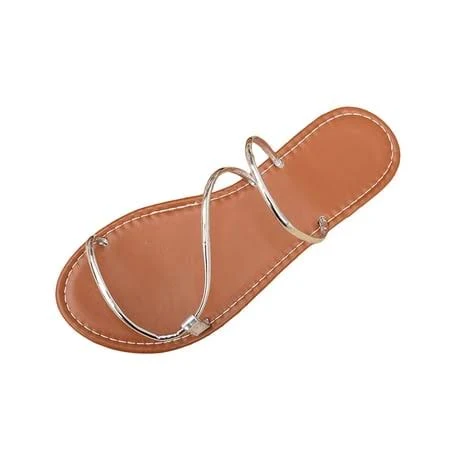 shoes Women's Metallic Strappy Flat Sandals Walmart - xizhi guo $20.99