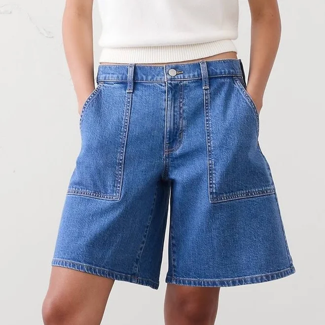 shorts Women's Mid-Rise Denim Bermuda Shorts Banana Republic Factory $40