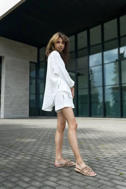 matching set Women's Oversized Linen Shorts Set Etsy - dontbenude $223.41