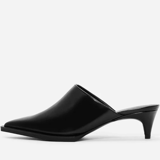 shoes Women's Patent Leather Pointed Toe Kitten Heel Mules fsjshoes $99