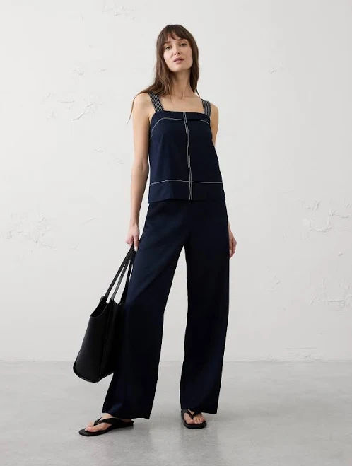 matching set Women's Preppy High-Rise Wide-Leg Crinkle Satin Pants Banana Republic Factory $45