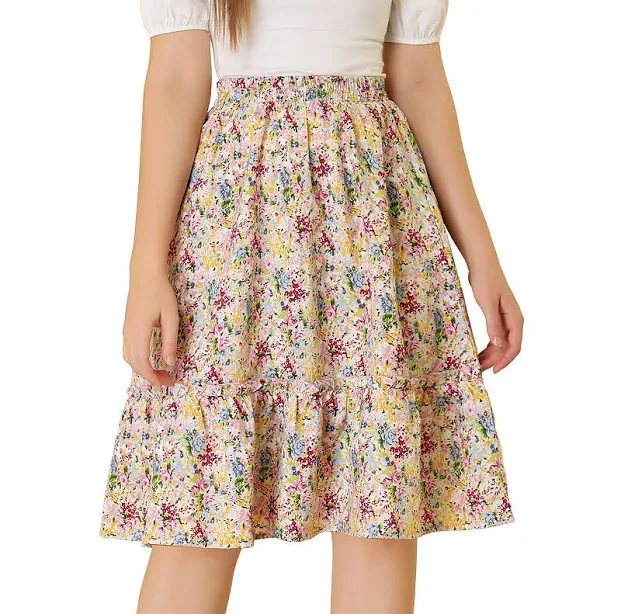 skirt Women's Ruffle Hem Flowy Tiered A-Line Floral Midi Skirt, Size: XS, Multicolor Kohl's $30.99