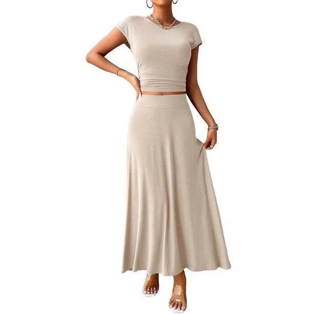 matching set Women's Stretch-Knit Skirt Short Sleeve Top and Pencil Skirt Set, Size: Large, Apricot Kohl's $34.99