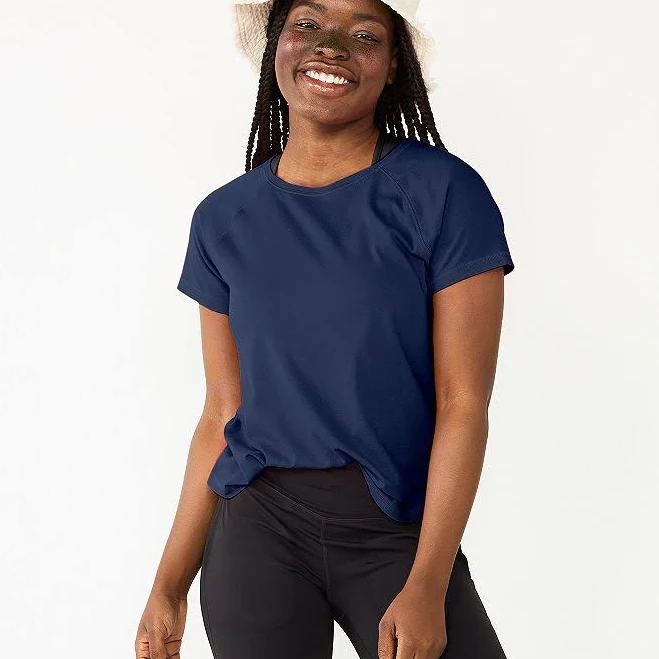 hiking outfits Women's Tek Gear Essential Core Raglan Tee, Size: Small, Navy Romance Kohl's $11.99