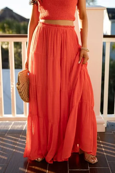 skirt Women's Tiered Maxi Skirt Dress Up $28