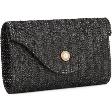bag Women's Woven Straw Clutch Bag with Pearl Walmart - Gioobbt $23.98