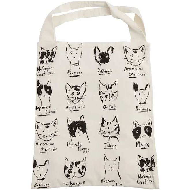 bag World Market Black and White Illustrated Cats Canvas Tote Bag World Market $12.99