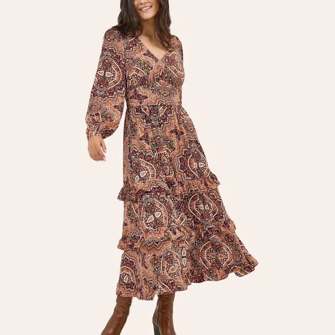 dress Wrangler Women's Retro Vintage Geo Tiered Maxi Dress Cavender's Boot City Western Store $35.98