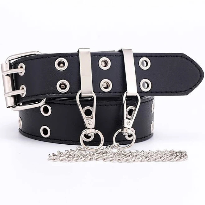accessory Y2k Punk Waist Leather Belt with Detachable Chain eBay $8.99