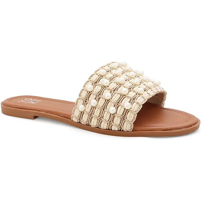 shoes Yoki Women's Karmen Faux Pearl Rhinestone Slide Sandals Kohl's $27.99