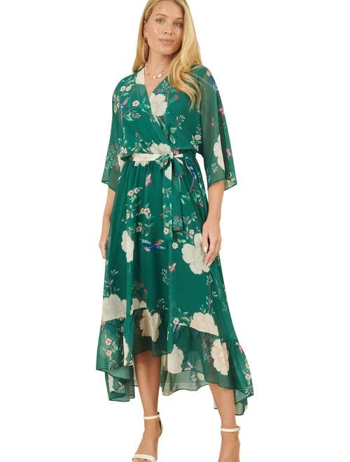 dress Yumi Women's Bird and Floral Print Midi Wrap Dress Nordstrom $98