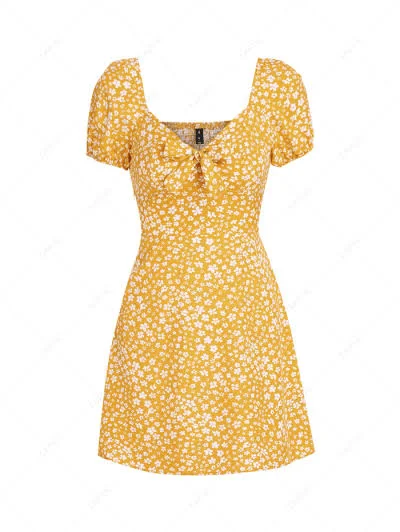 dress Zaful Puff Sleeve Smocked Floral Mini Dress ZAFUL $6