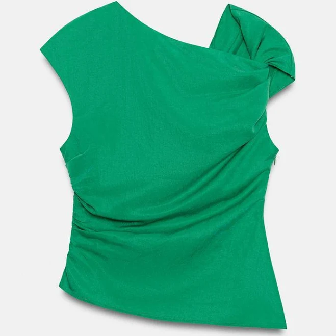 top Zara Asymmetric Draped Top Zara USA $45.9