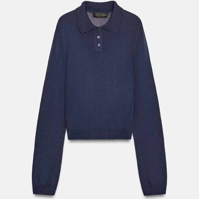 top Zara Plain Knit Polo Shirt Zara USA $45.9