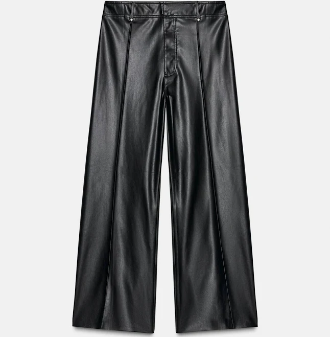 wide leg pants Zara Tailored Faux Leather Wide Leg Pants Zara USA $59.9