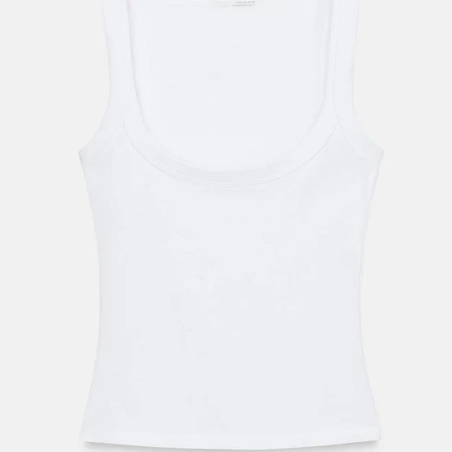 top Zara Woman's Sleeveless Cotton T-Shirt Zara USA $12.9