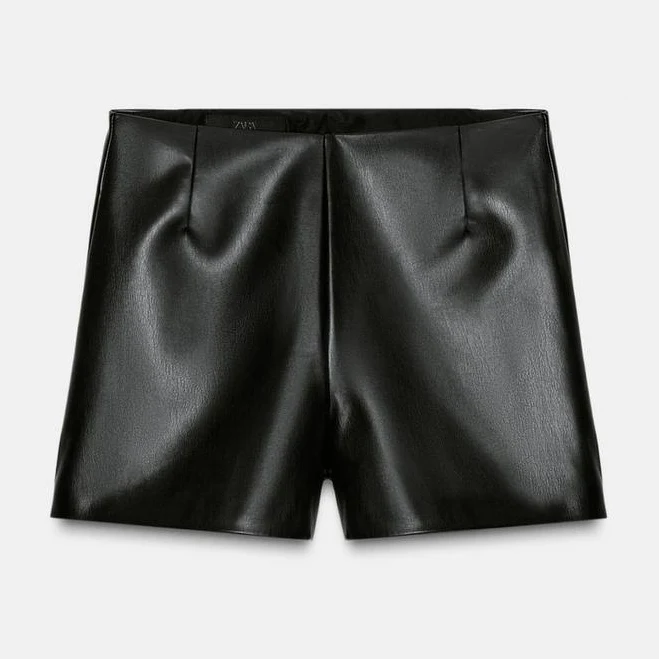 bottoms Zara Women's Faux Leather High-Waisted Shorts Zara USA $39.9