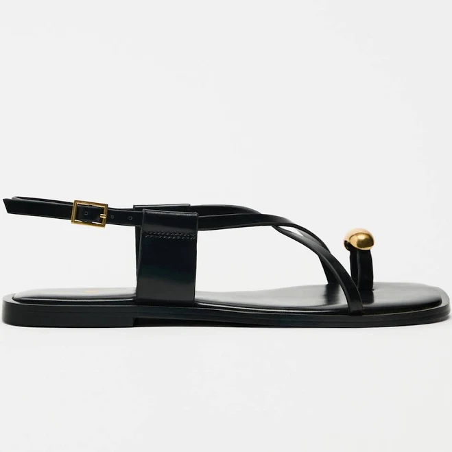 shoes Zara Women's Metallic Flat Sandals Zara USA $59.9