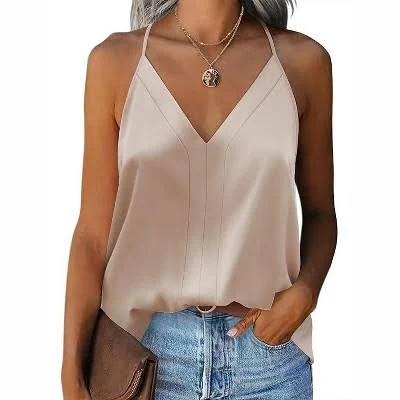 top Zeagoo Women's Silk Satin V-Neck Sleeveless Tank Tops Target $17.69