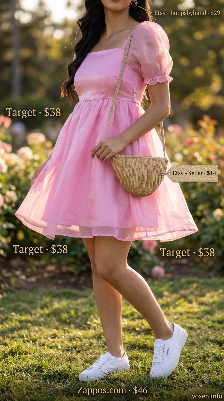 Bright pink mini dress for a playful summer birthday outfit for women 2026.