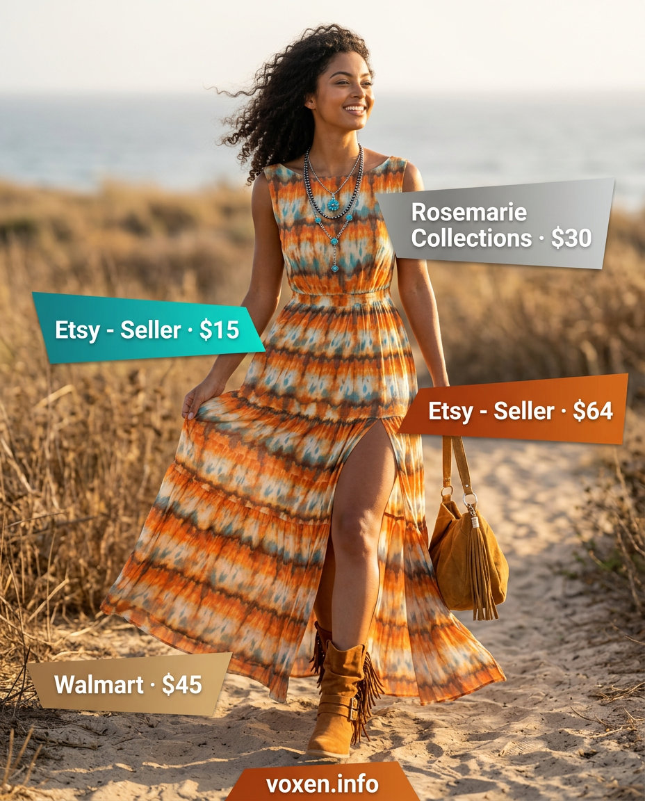 Teal abstract print boat neck maxi dress for women 2026 festival outfits.