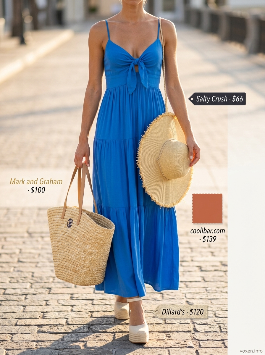 Cobalt blue maxi dress for summer clothes for women 2026. Ideal for beach days and resort wear.