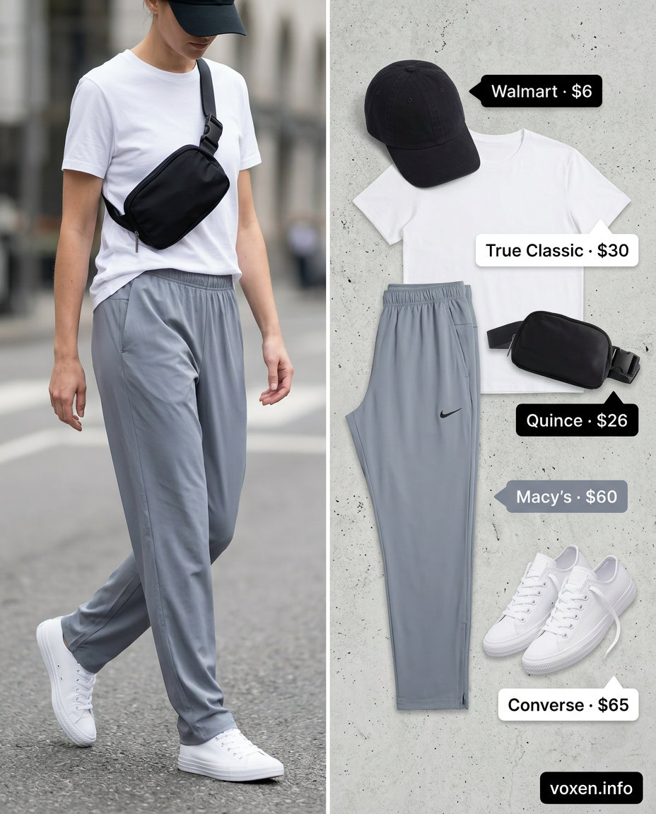 Khaki cargo shorts for women 2026, styled with a white tee, black belt bag, and white sneakers for urban exploration.
