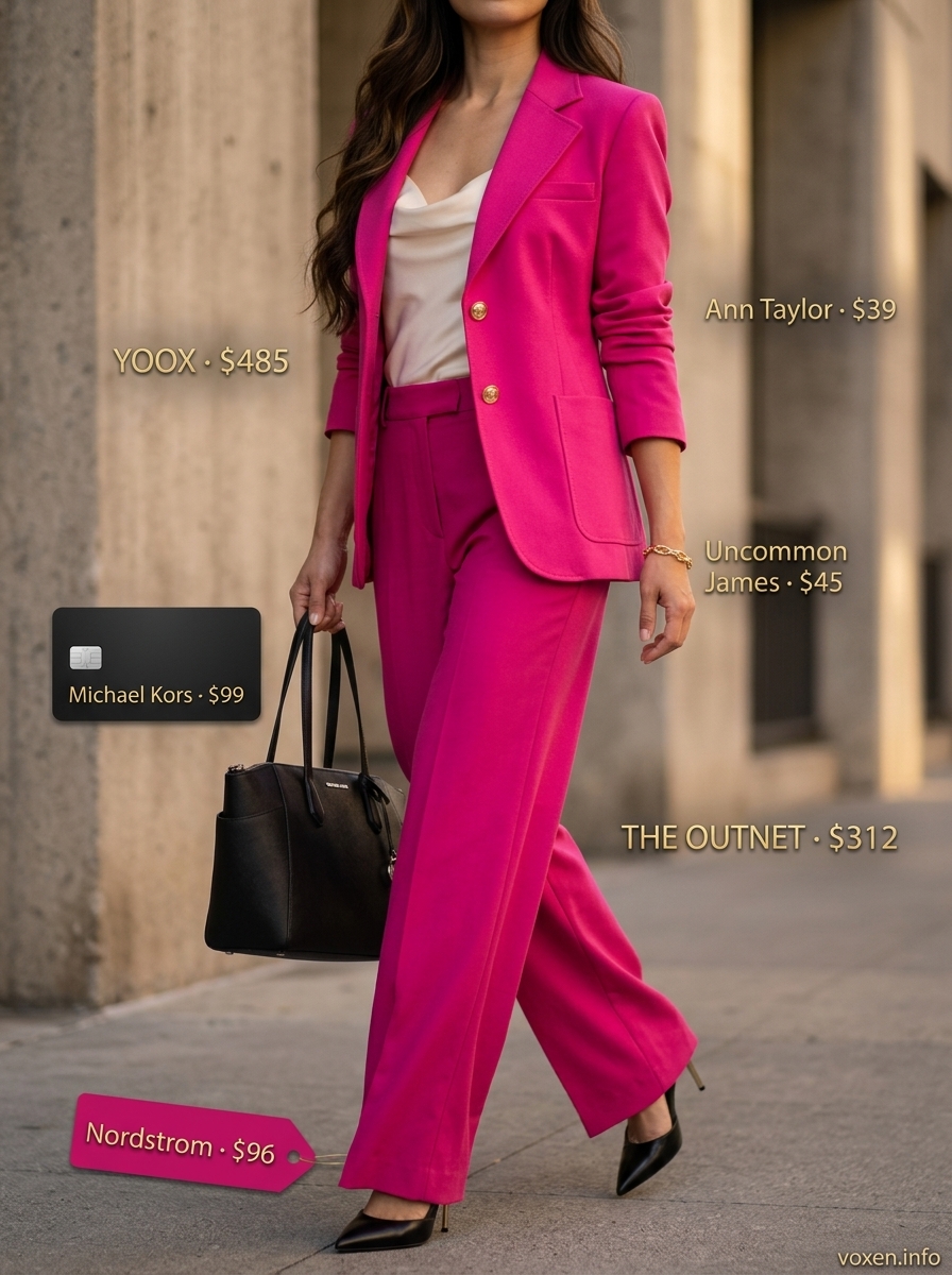 Fuchsia pink power suit for work. Summer Pink Outfits for Women 2026.
