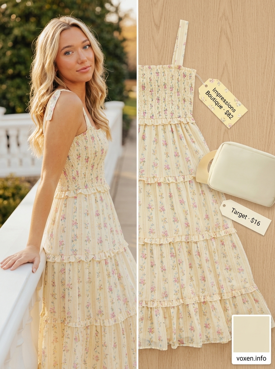 Summer Sleeveless Dresses for Women 2026: Picnic Perfect Picnic Perfect Sundress: Yellow floral sleeveless midi sundress, white sneakers, straw hat for summer sleeveless dresses for women 2026.