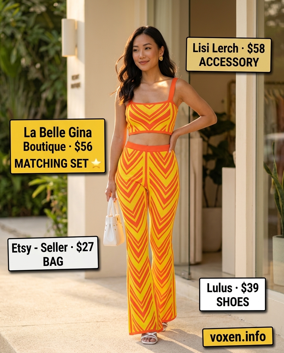 Summer yellow outfits for women 2026: Citrus yellow linen co-ord set for evening drinks and resort wear.