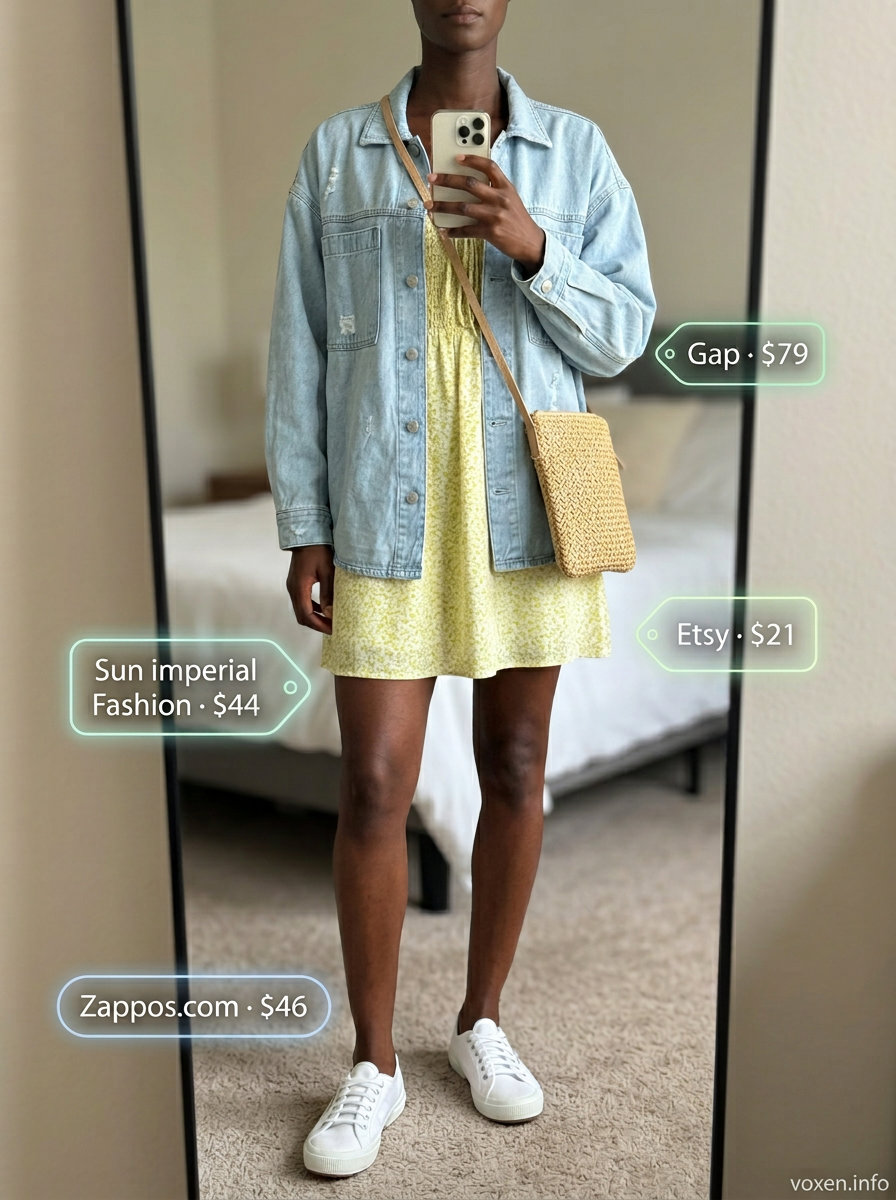 Trendy tall women summer outfits 2026: Yellow floral mini sundress for daytime outings & picnics.