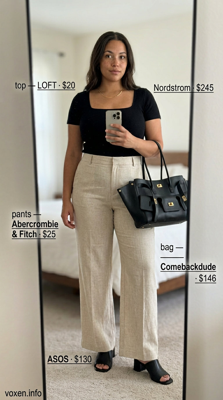 Beige linen wide-leg trousers for vintage summer outfits for women 2026.