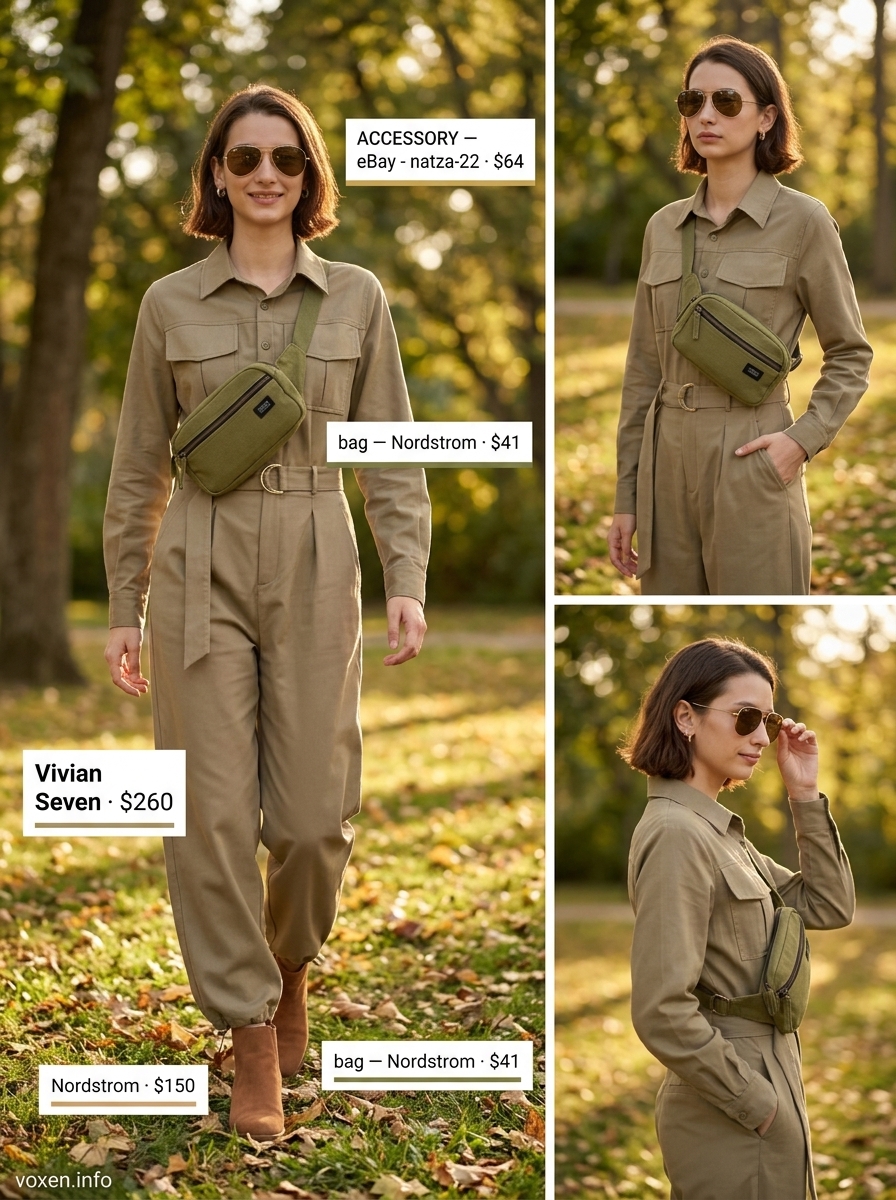 Khaki utility jumpsuit for vintage summer outfits for women 2026.