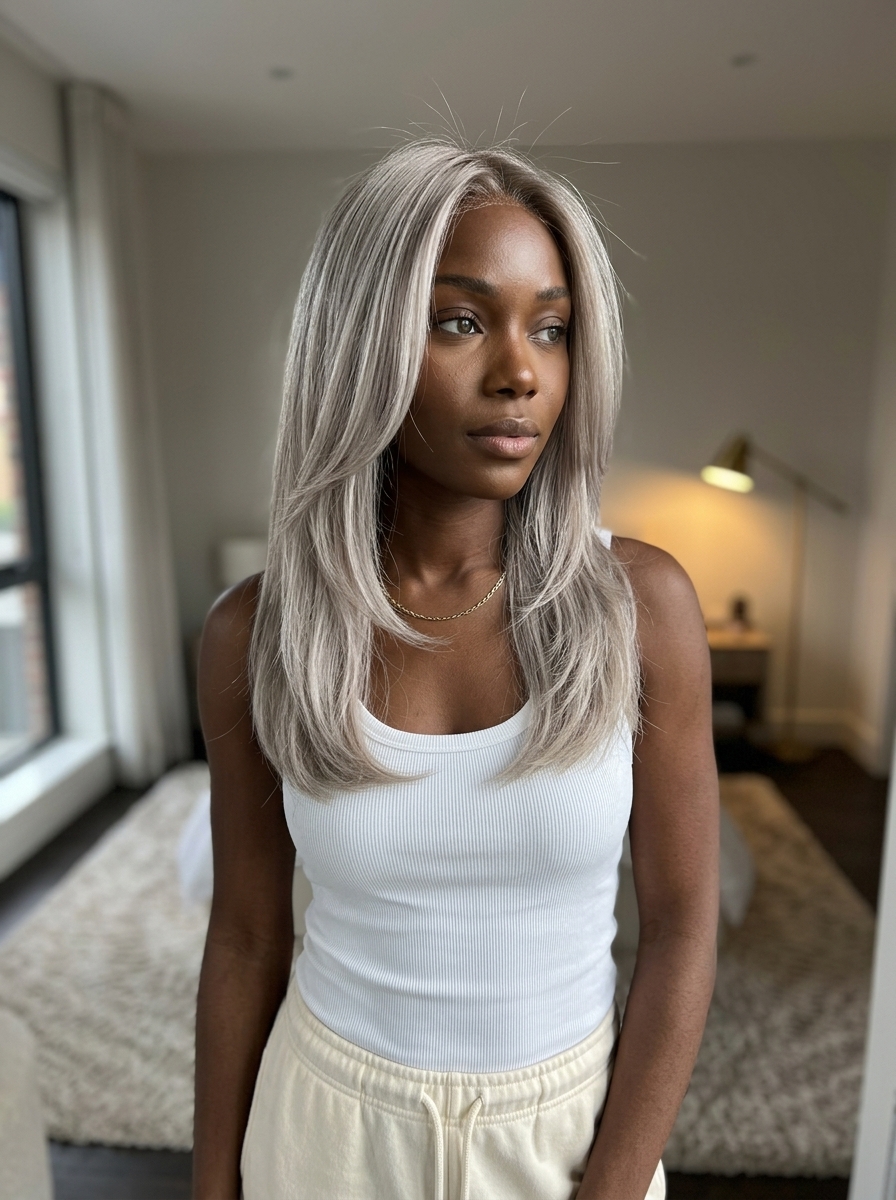 long hair with ghost layers in ash blonde for summer 2026