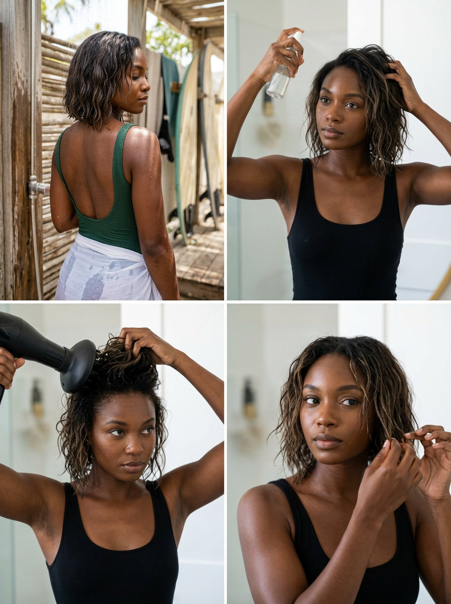 Beachy Bob Hairstyles 2026 short wavy hairstyles with brunette and sun-kissed highlights, piecey bob, no fringe — playful modern undone
