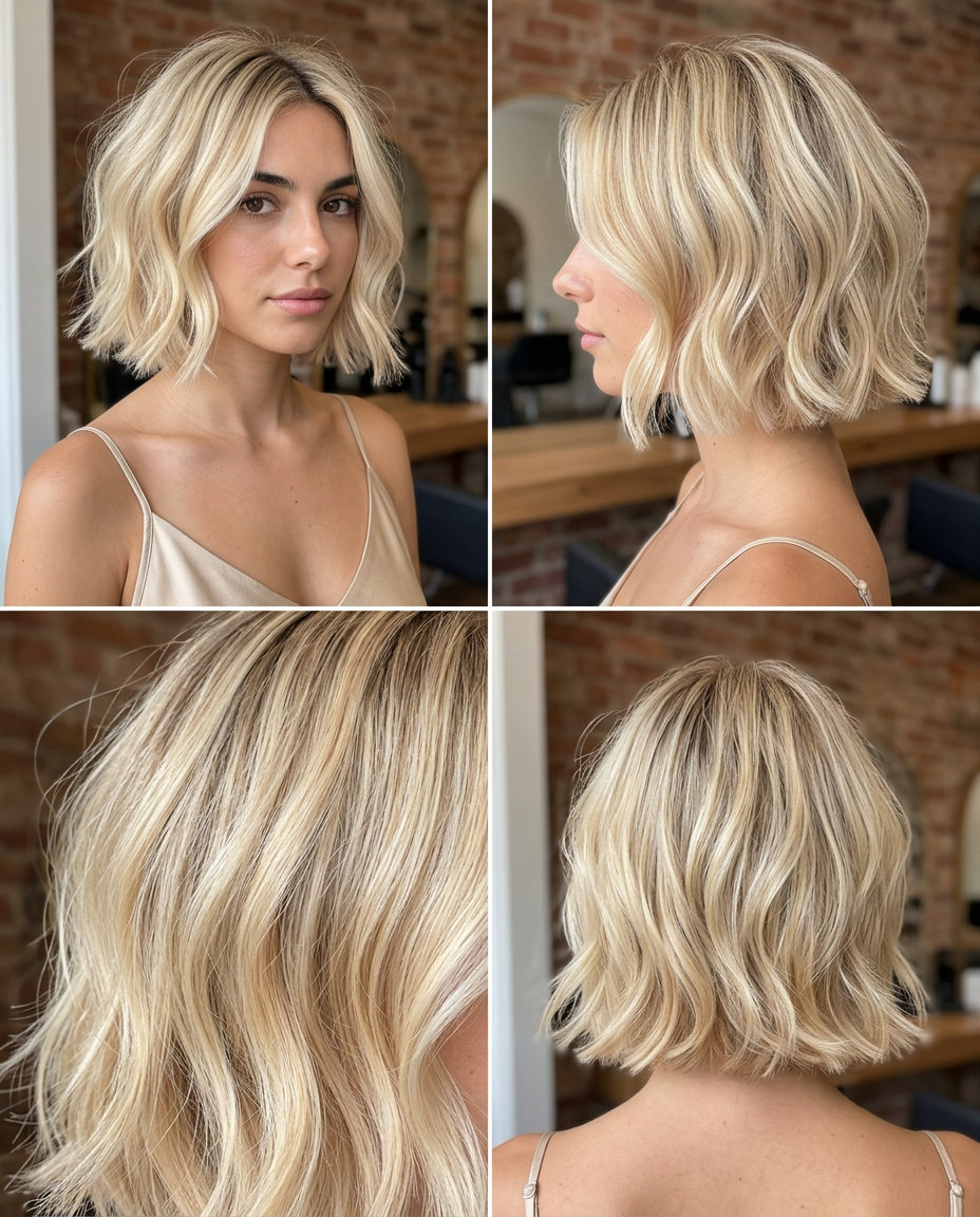 short french bob haircut in buttercream blonde with honey babylights for effortless summer 2026