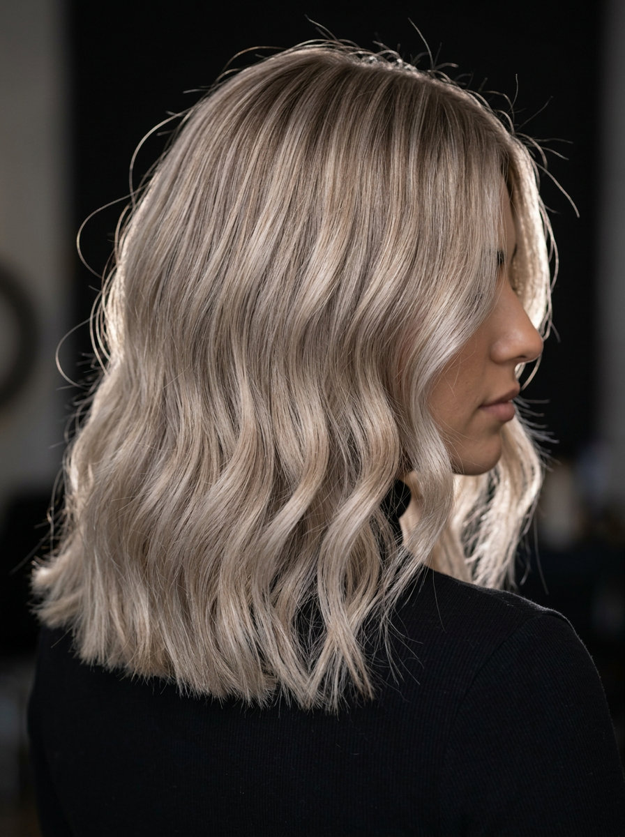 Champagne Ash Teasylights 2026 long ash blonde hair color with Champagne Ash Teasylights, sophisticated and refined