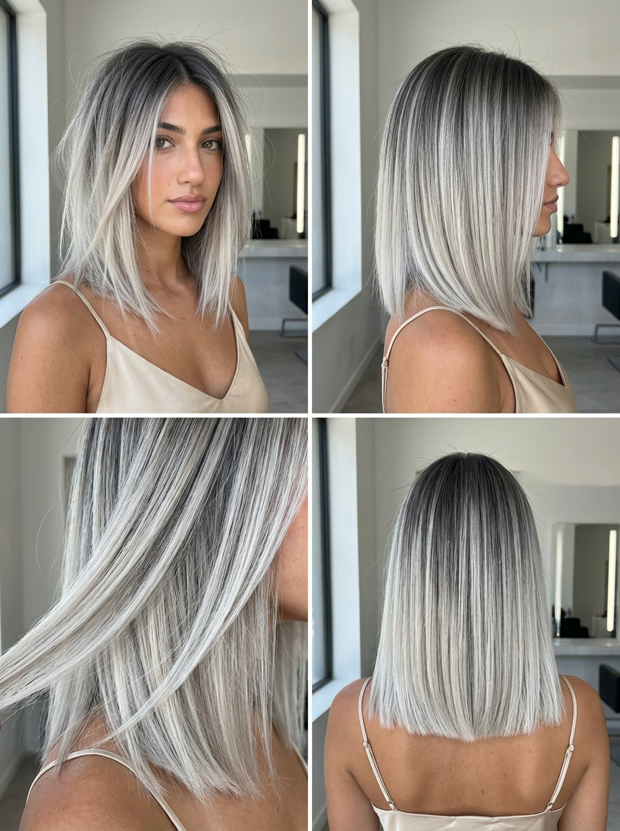 Charcoal Root Ash Blonde Melt 2026 long ash blonde hair color with Charcoal Root Ash Blonde Melt, bold and modern