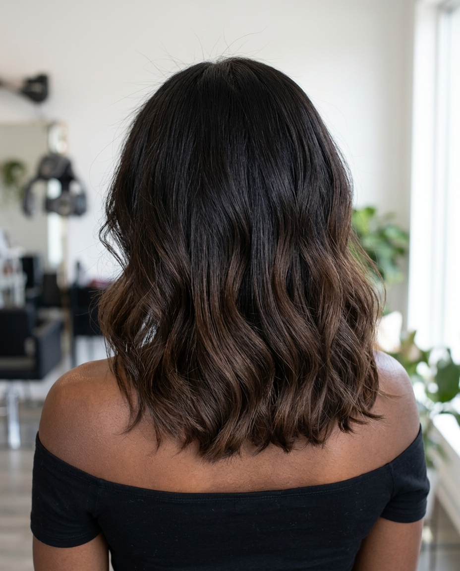 long deep espresso dip-dye with midnight brunette base, playful edge