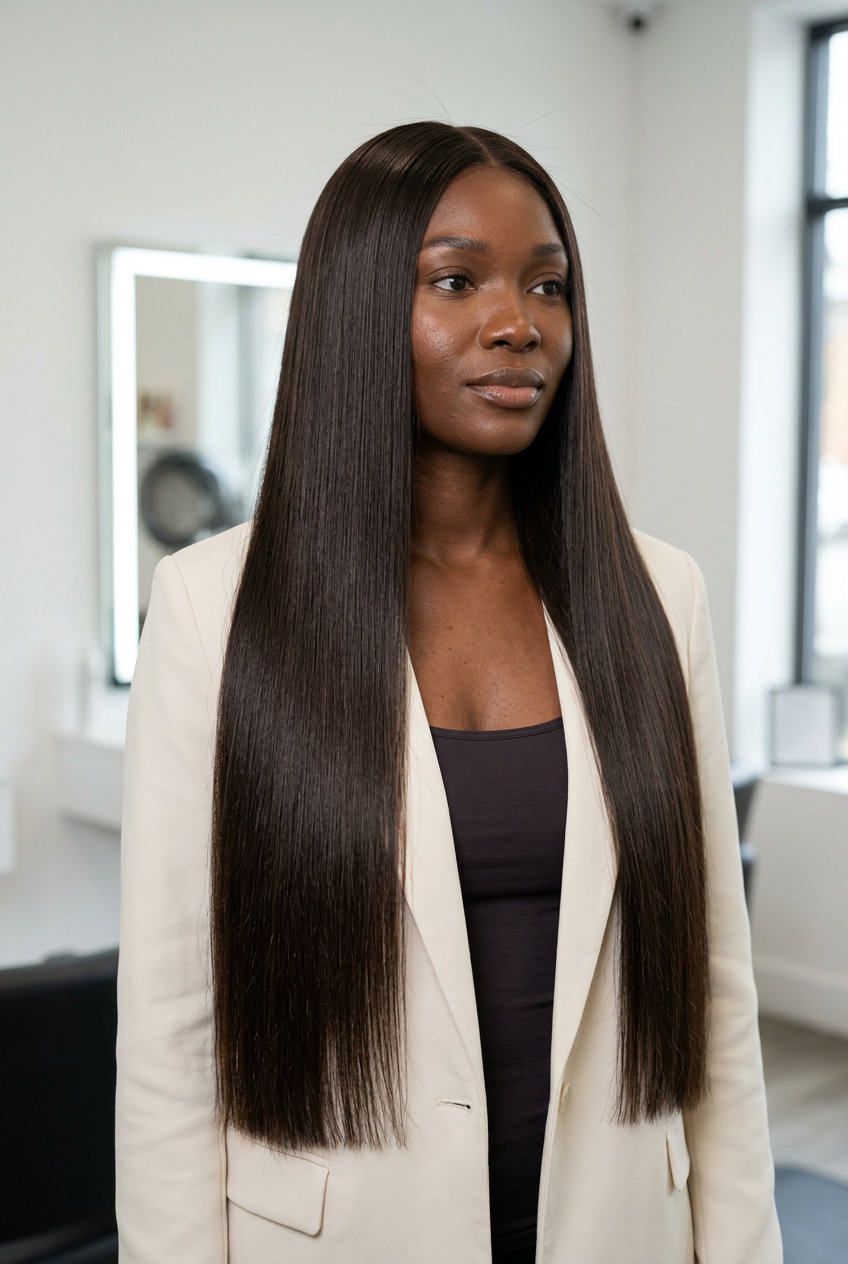 long blunt haircut in deep espresso brown with clear gloss for summer 2026