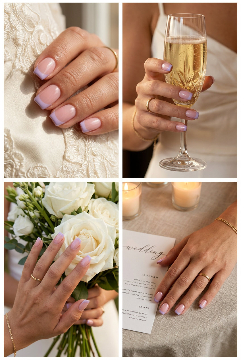 Lavender Tip French Manicure Summer 2026 Lavender tip French manicure summer 2026 on square nails for a sweet, fresh look.