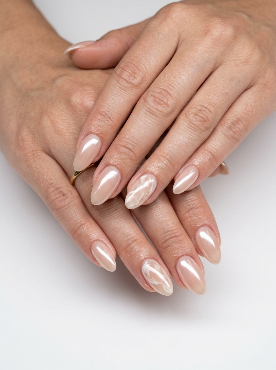 Nude Glazed Marble Nails 2026 Nude glazed marble nails for work and daily wear. Fun summer nails 2026.