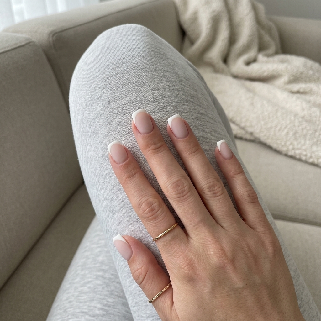 Velvet Nude French Tip Nails 2026 Velvet nude French tip nails for work and daily wear. Fun summer nails 2026.