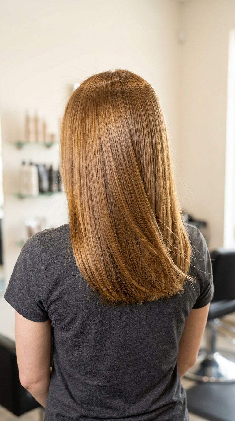 short blunt bob honey brown hair with rich gold undertones, luminous mood