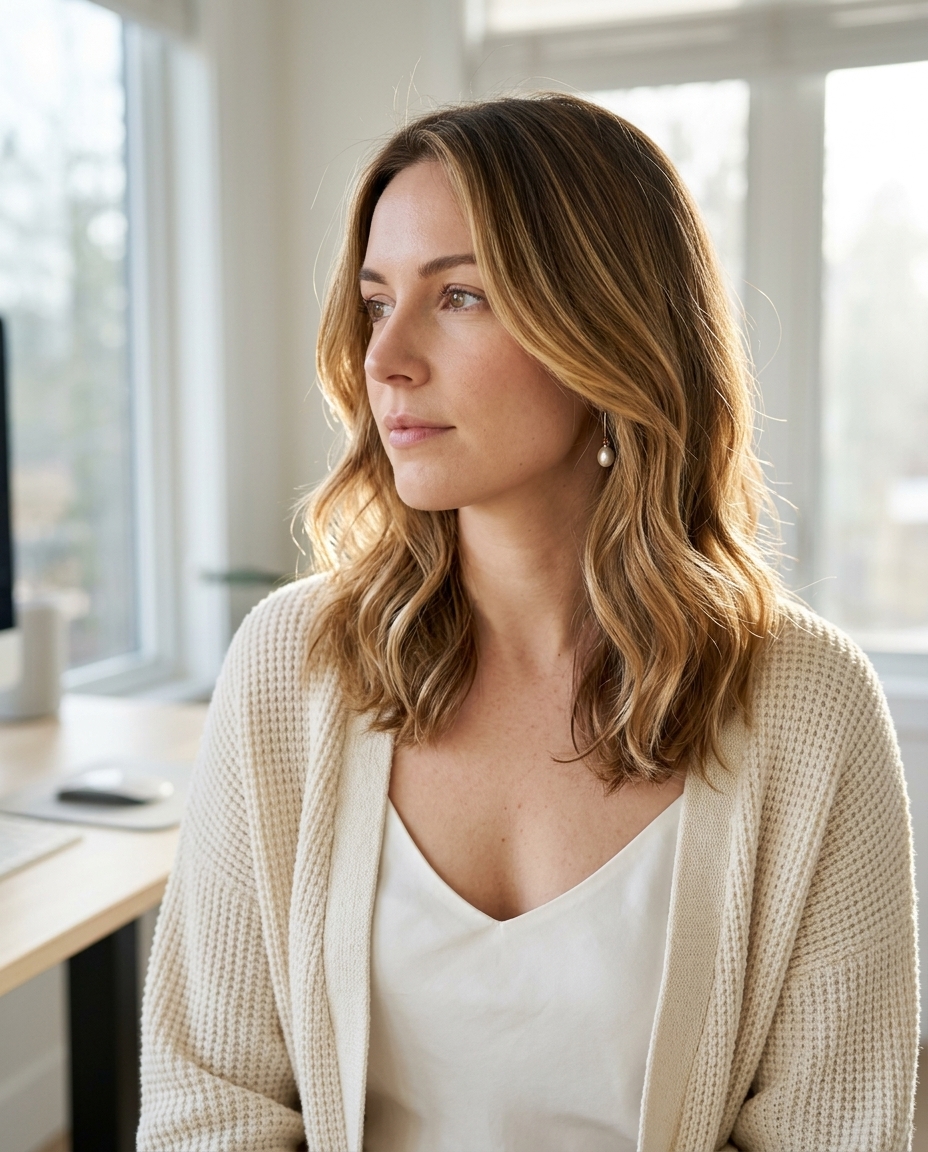 Effortless Air-Dry Waves 2026 medium-length honey caramel balayage with internal layers for effortless air-dry waves