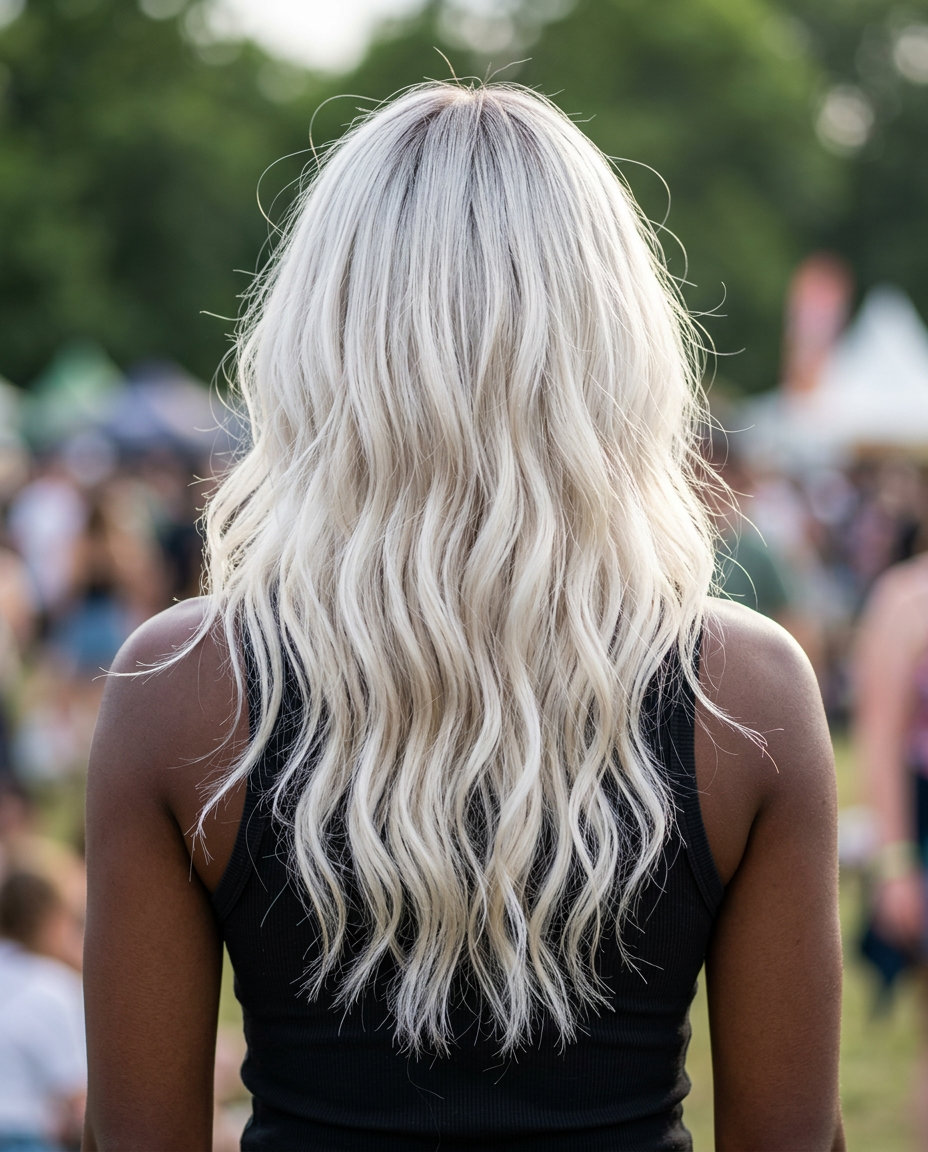 long hair with soft layers in icy platinum blonde for summer 2026