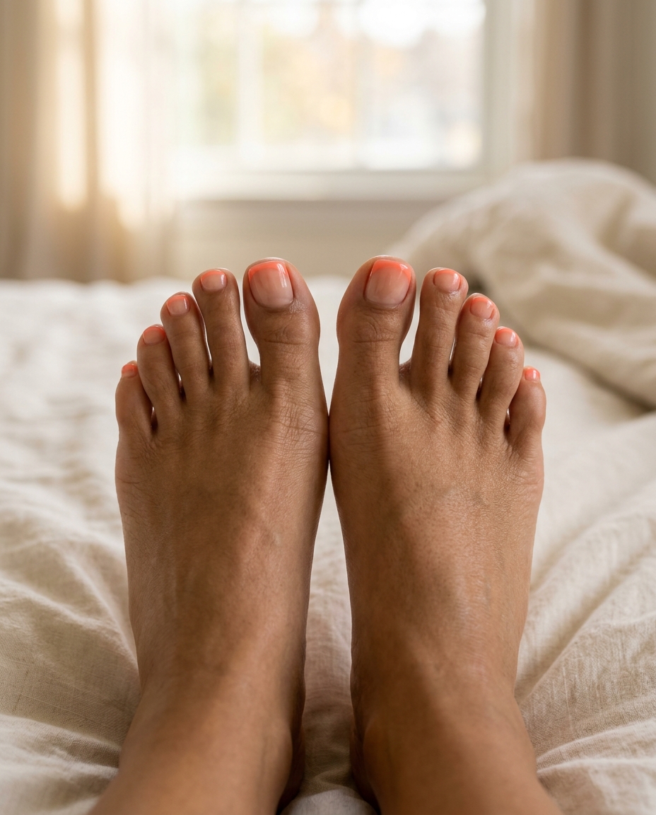 June toe nails ideas 2026: Sweet peach jelly French tips for summer brunch.
